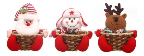 Nuevo 3 Pcs Cesta Caramelos De Navidad Decoración Festiva