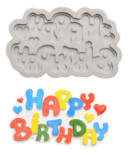 1 Pieza De Silicona Molde Feliz Cumpleaños Fondant Caramelo