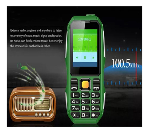 Teléfono Móvil Celular De Uso Rudo, Linterna, 1.8 Pulgadas