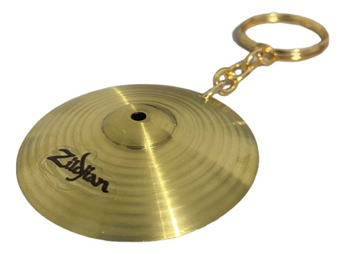 Chaveiro Prato De Bateria Acústica Metal Dourado