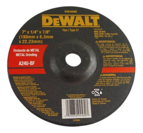 Disco De Esmerilar 7  X 1/4  X 7/8  Dewalt