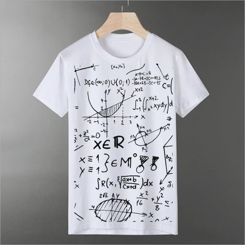 Camiseta Blanca Sublimación De Calidad Estampada Matemática8