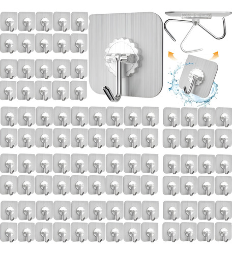 120pcs Ganchos Adhesivos Impermeable Multiuso De Baño Cocina Blanco