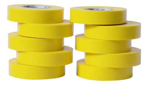Paquete De 10 Cintas Electricas Color Amarillo Mat Tape
