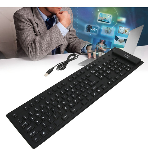 Teclado Soft Touch De 109 Teclas, Dobrável, Silicone, Silenc