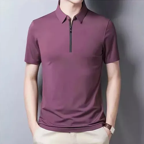 U Playeras De Seda Para Hombre Con Cremallera, Camisas