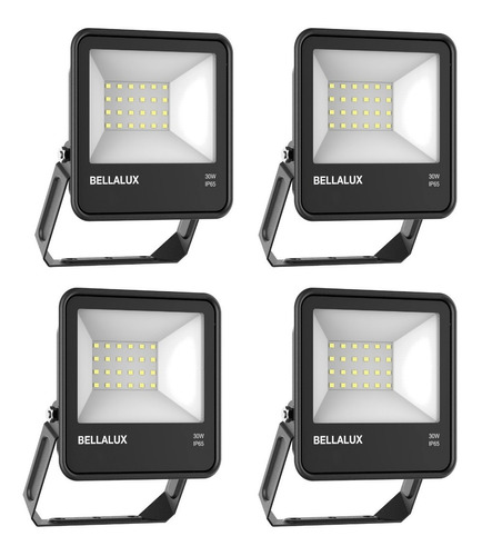 Reflector Led Bellalux 30w Luz Calída Exterior Pack X 4 Color de la carcasa Negro Color de la luz Blanco cálido