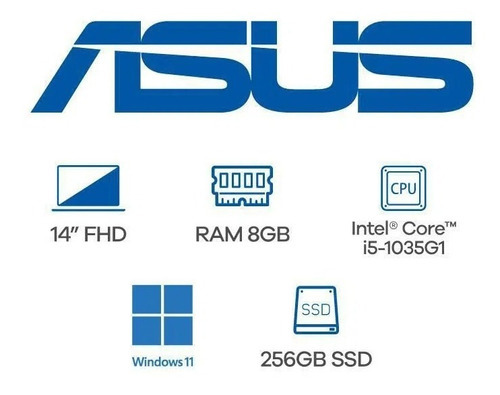 Portátil Asus X415 Core I5 8gb 256gb Ssd 14 Fhd W11original Color Transparent Silver