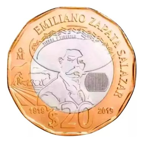 Moneda Bimetalica $20 2019 Emiliano Zapata