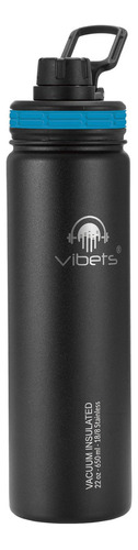 Garrafa Termica Vibets Isolada A Vacuo 650ml Preta/azul Cor Preto