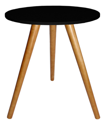Mesa Cabeceira 30cm Lateral Redonda Canto Pé Palito 50cm Nc Acabamento Mdp Cor Preto
