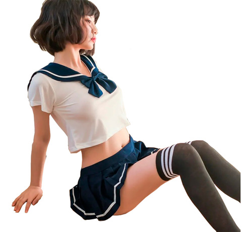 Baby Doll Colegiala Japonesa Kawaii Con Medias