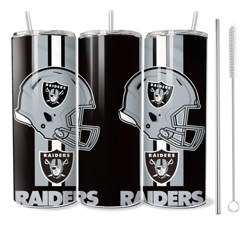 Termo Raiders Las Vegas Futbol Americano Nfl + Popote 