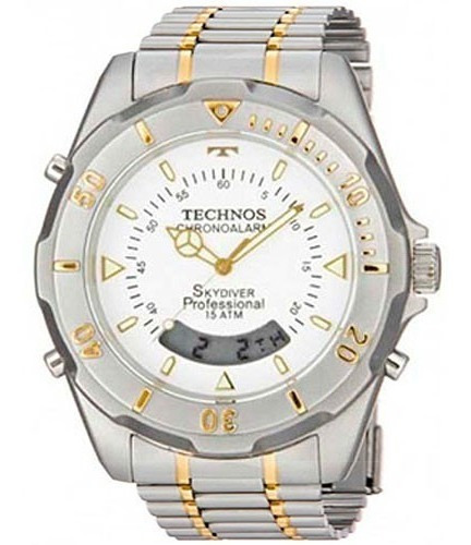 Relógio Technos Masc Skydiver Dourado Branco T20557/9b Nfe
