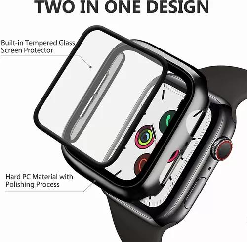 Compre Vidro temperado + capa de relógio para apple watch 8 7 6 se 5 3 4  44mm 40mm protetor de tela iwatch 5 3 2 42mm 38mm capa amortecedora