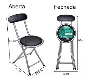 Imagem 1 de 6 de Banqueta Banco Estofada Circular Dobrável Com Encosto Resist