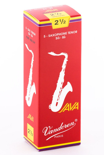 Vandoren Saxo Tenor Java Rojo Cañas Fuerza #2.5; Caja De 5