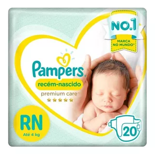 Fralda Pampers Premium Care Rn Com 20 Unidades - Até 4 Kg