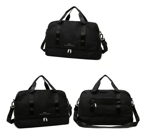 Bolsa Grande Unissex Resistente A Pequena Chuva Cor Preto Liso