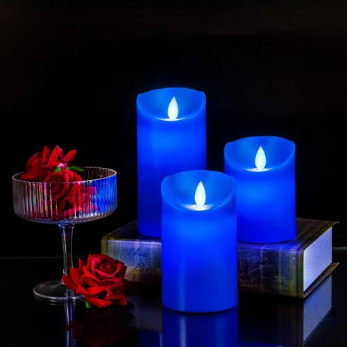 Windshell Velas De Llama Azul Real (led Azul En El Interior)