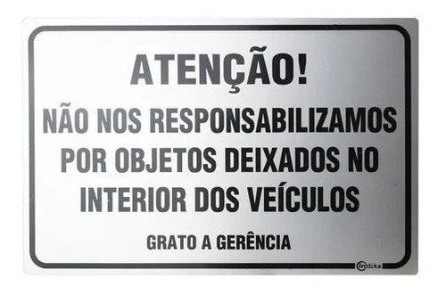 Placa Não Nos Resp. Por Objetos Deixados No Veículo - 16x25