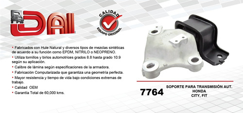 Tacón Transmisión Aut Dai City L4 1.5l Honda 2014-2019