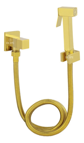 Ducha Higienica Quadrada Metal Intima Banheiro Dourado Gold
