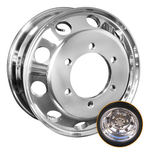 Roda De Alumínio Caminhão 3/4 17,5x6 Alto Brilho Borda Larga