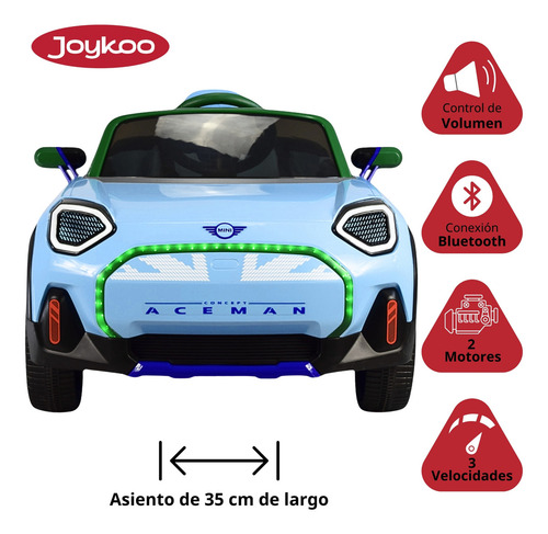 Montable Electrico Para Niños Mini Cooper Aceman Control Remoto 12v Azul Joykoo