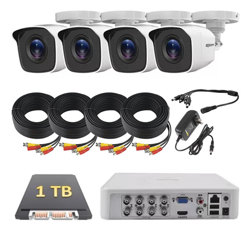 Kit Video Vigilancia Dvr 8 Canales 4 Cámaras 720p Disco 1 Tb