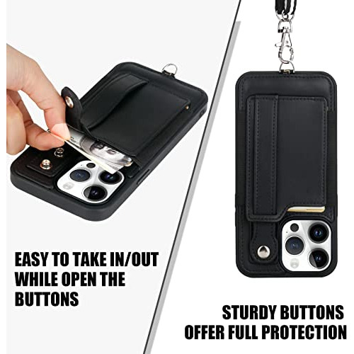 Funda Cartera Para iPhone 14 Pro Negro Pu Leather-025