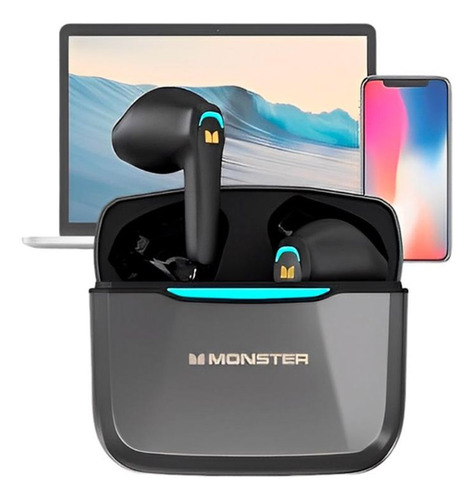 Fone De Ouvido Bluetooth Sem Fio Gamer Monster Airmars Gt11 Preto