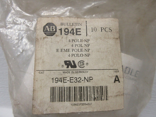 Lot Of 10 Allen Bradley 194e-e32-np New 4 Pole Np Auxili Ssd