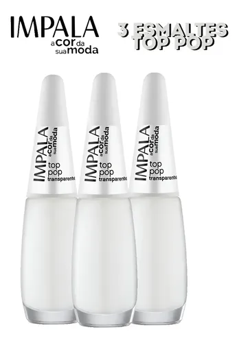 Kit 3 Esmalte Impala Top Pop Transparente Branco Francesinha