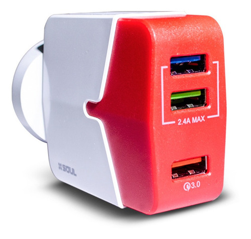 Imagen 5 de 9 de Cargador Turbo Carga Rapida Usbx3 Pared Qualcomm 3 Universal