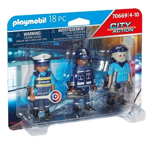 Bloques Para Armar Playmobil Set Figuras Policía 18 Piezas