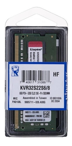 Memoria Ram Ddr4 Para Laptop Kingston 8gb 3200 Mhz Oferta!!