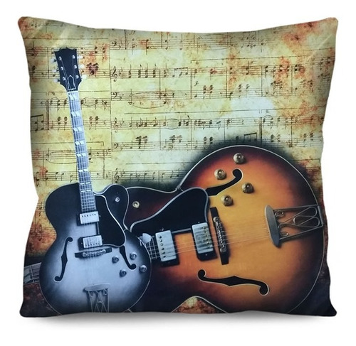 Imagem 3 de 6 de Kit 3 Almofada Guitarra Vinil Nota Musical 42x42 A Escolher