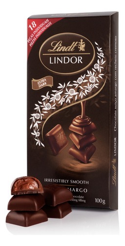 Lindt Lindor chocolate extra amargo cremoso 100g 18 unidades