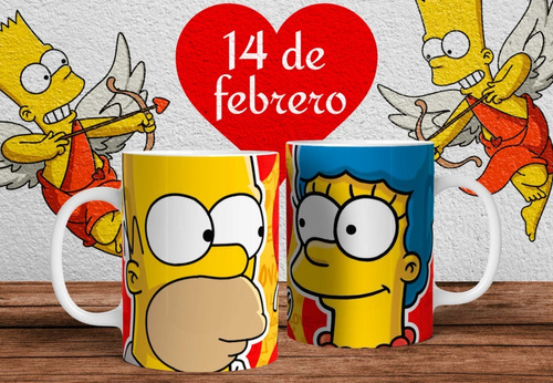 San Valentin Los Simpsons Homero Y Marge Taza Ceramica