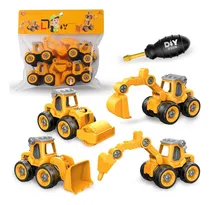 Comprar 4 Vehículos De Juguete Desmontables Desarmables Niños Color Amarillo Personaje Construcción