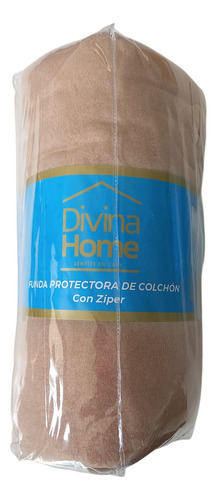 Funda Protectora De Colchón Con Cierre 2 1/2 Plazas Marrón Claro Liso 2 1/2 Plazas