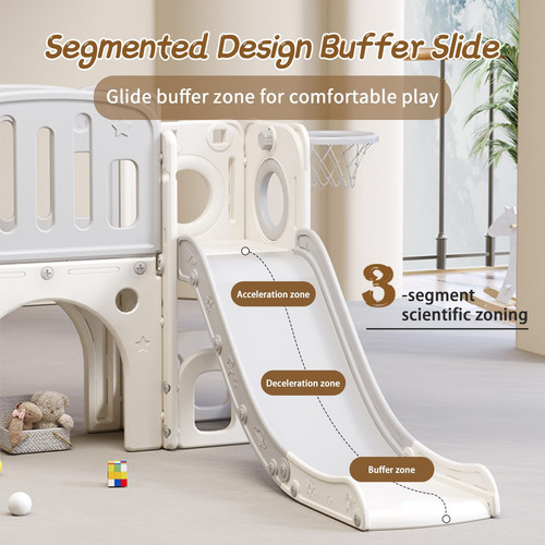 Juego De Tobogán Y Columpio Para Niños Pequeños 9 En 1 Blanco/gris