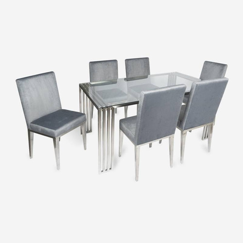 Juego De Comedor De Acero Inoxidable 304 Para 6 Sillas