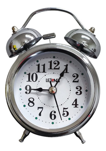 Reloj de mesa  despertador  analógico Lelong Relógio De Mesa Antigo Despertador Led Retro Lelong Le-8119  -  Prateado 