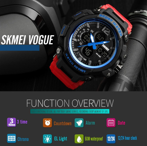 Reloj Skmei 1343 Estilo Militar Negro
