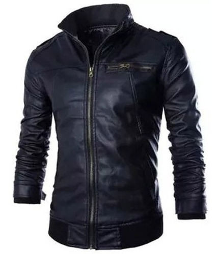 Chaqueta De Cuero Para Hombre, Color Negro. Of