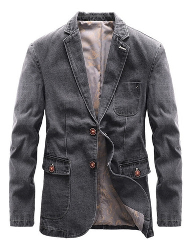 Blazer De Mezclilla Casual De Algodón Para Hombre