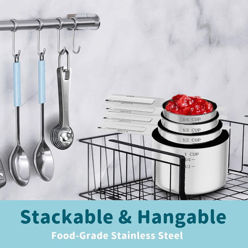 Tazas Y Cucharas Medidoras De Acero Inoxidable, 10 Piezas