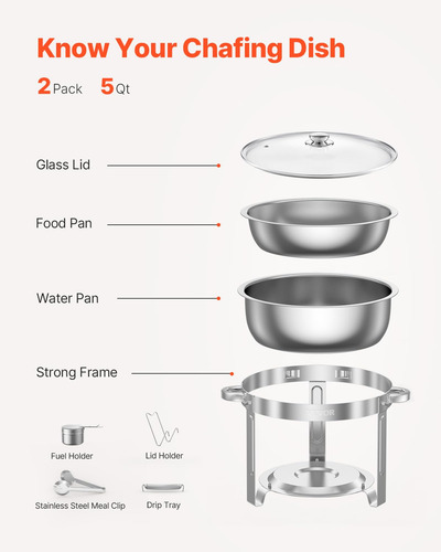 Juego De Platos Para Buffet Hafing Dish Vevor, 5 Litros, 2 U